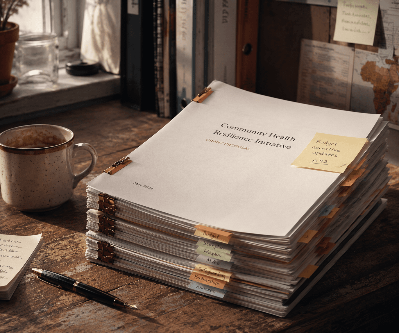 A documentary stand-in: the way grants work today — paper, email, spreadsheets.